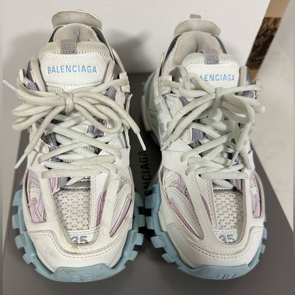 Women’s Balenciaga Track Sneaker in white and pastel mesh and nylon